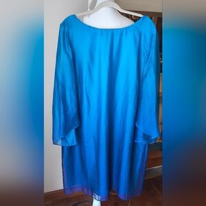 Tahari Sheath Dress Size 18W Turquoise Ombre Chiffon